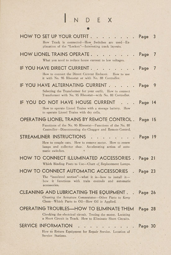 Lionel Instructions for Assembling and Operating 1938