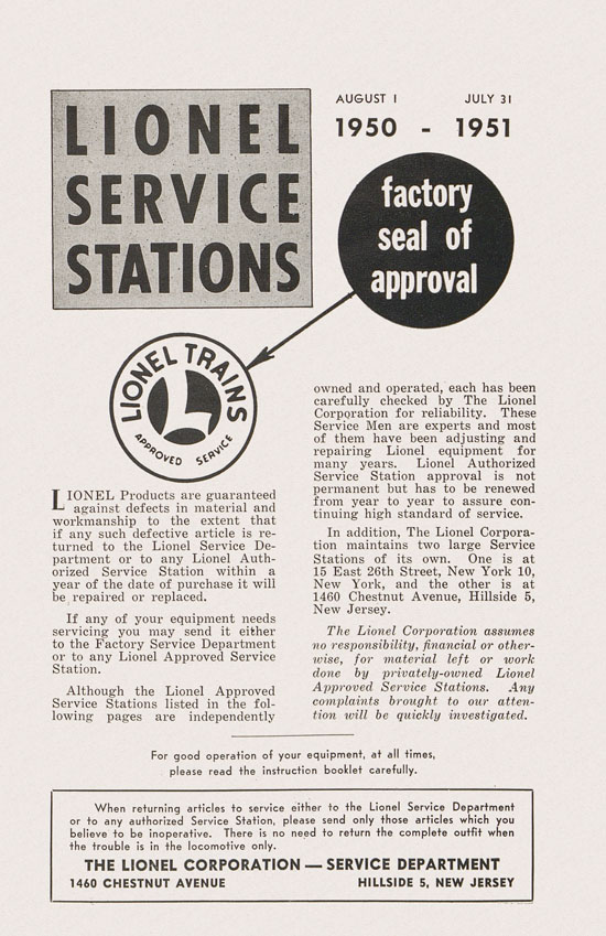 Lionel Instructions for Assembling and Operating 1950