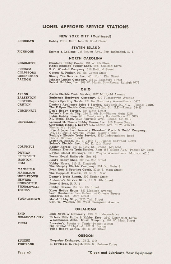 Lionel Instructions for Assembling and Operating 1950