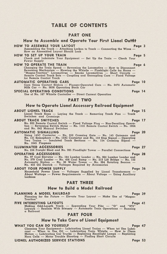 Lionel Instructions for Assembling and Operating 1951