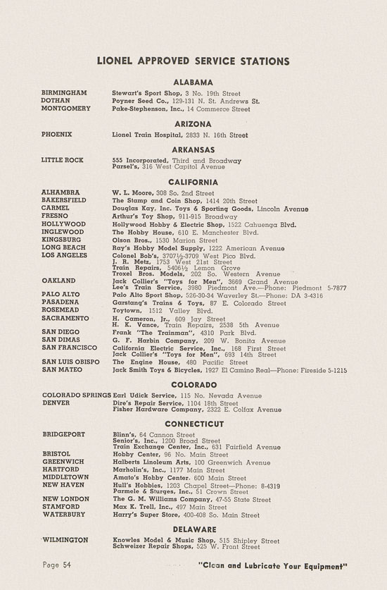 Lionel Instructions for Assembling and Operating 1951