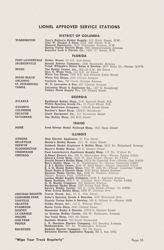 Lionel Instructions for Assembling and Operating 1951