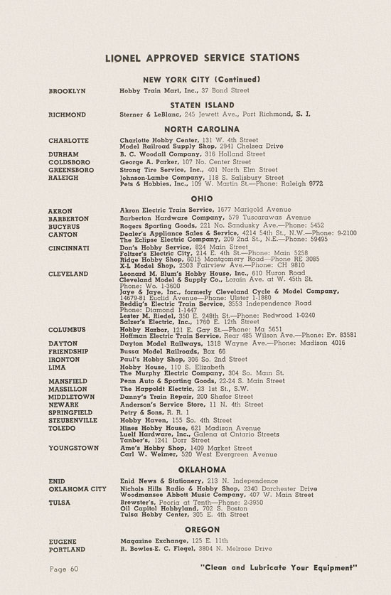 Lionel Instructions for Assembling and Operating 1951