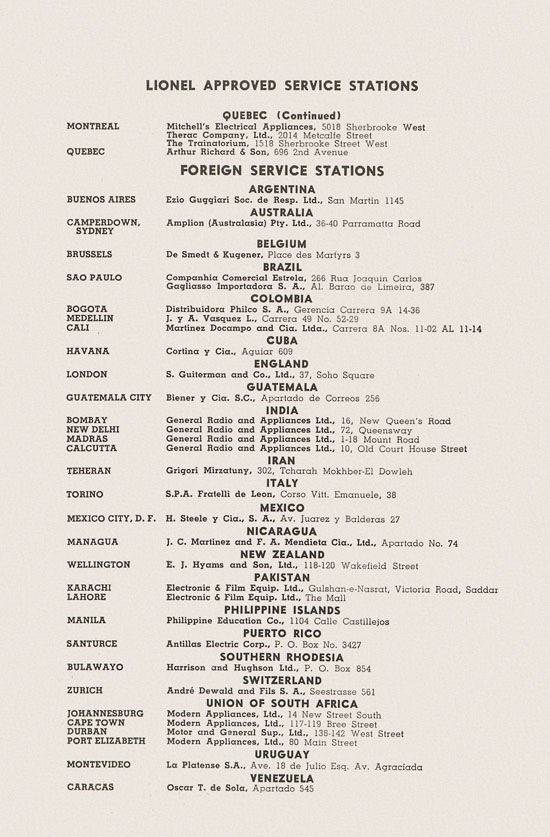 Lionel Instructions for Assembling and Operating 1951