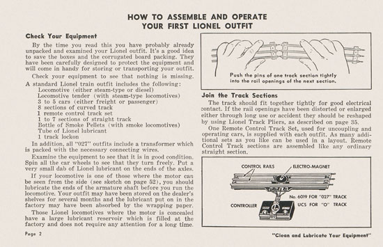 Lionel Instructions for Assembling and Operating 1953