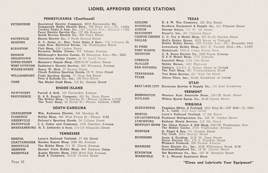 Lionel Instructions for Assembling and Operating 1953