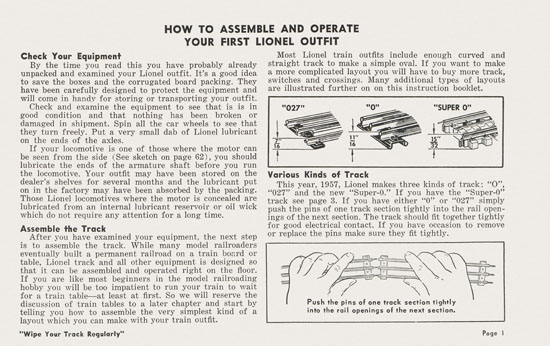 Lionel Instructions for Assembling and Operating 1957