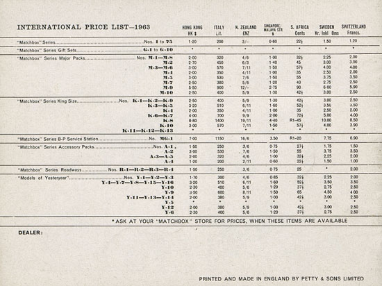 Matchbox Katalog 1963 International Pocket Catalogue 2d