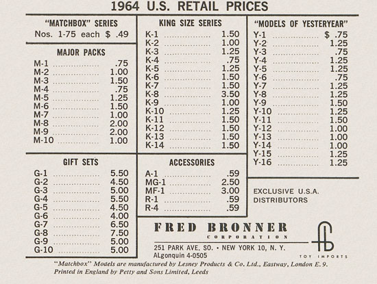 Matchbox Collectors catalogue USA Edition 1964