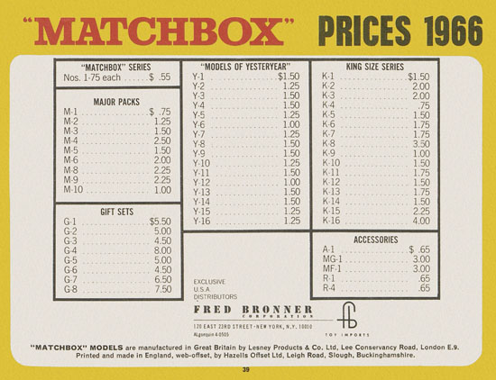 Matchbox Collectors Guide USA Edition 1966