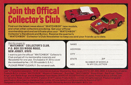 Matchbox catalogue 1977