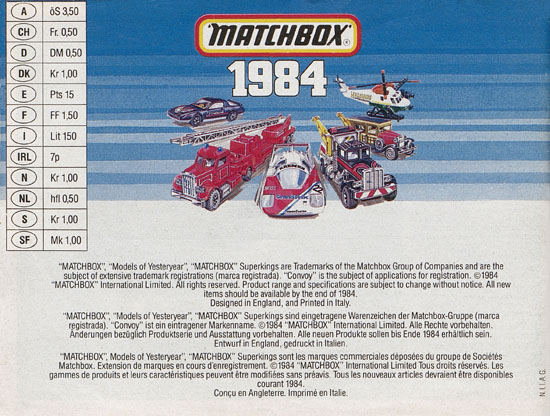 Matchbox catalogue 1984