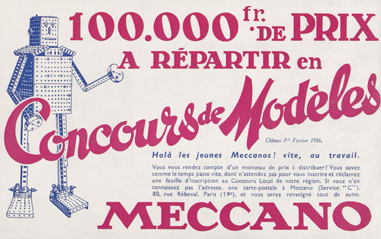 Meccano Les Meilleurs Jouets 1935-1936