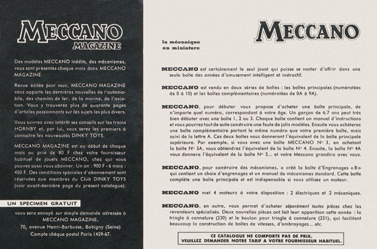 Meccano Katalog 1957 français