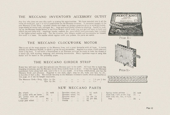 Meccano Prize Models catalog 1914-1915