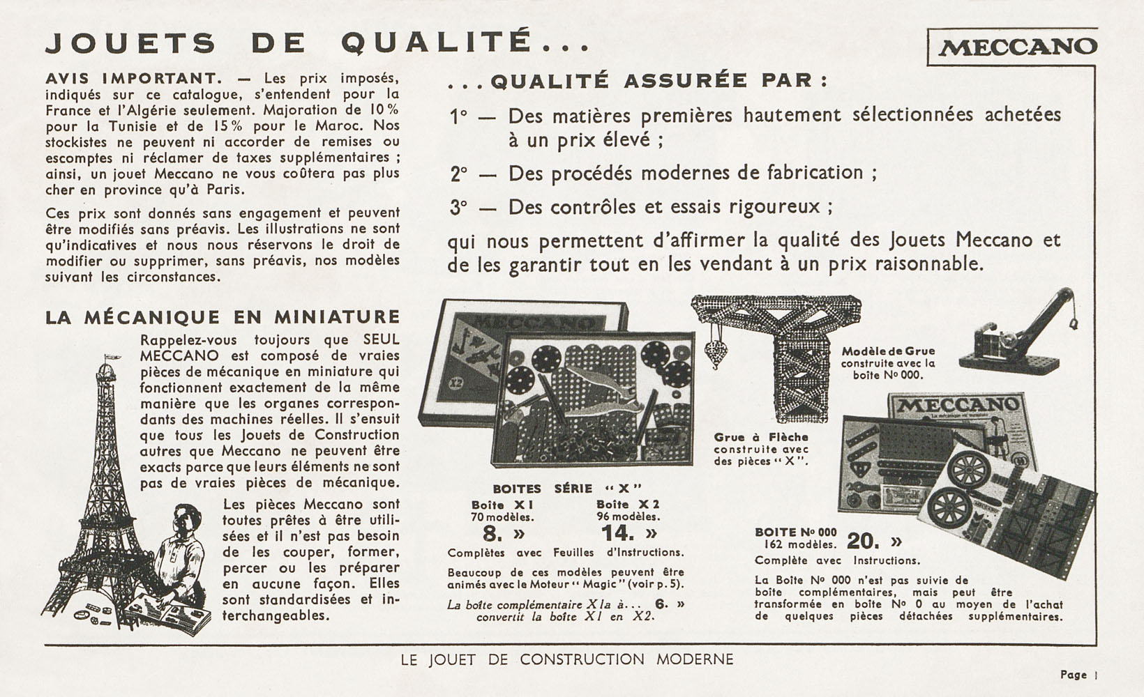 Meccano Hornby Jouets 1936/37 Qualité catalogue Wery