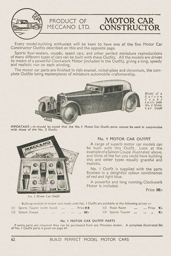 Meccano Products catalogue 1937