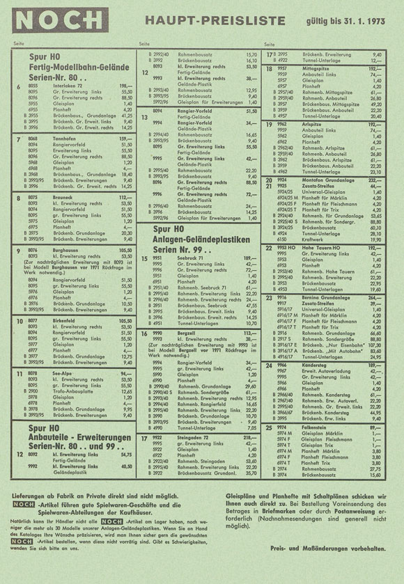 NOCH Haupt-Preisliste 1972
