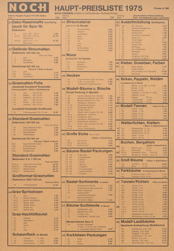 NOCH Haupt-Preisliste 1975