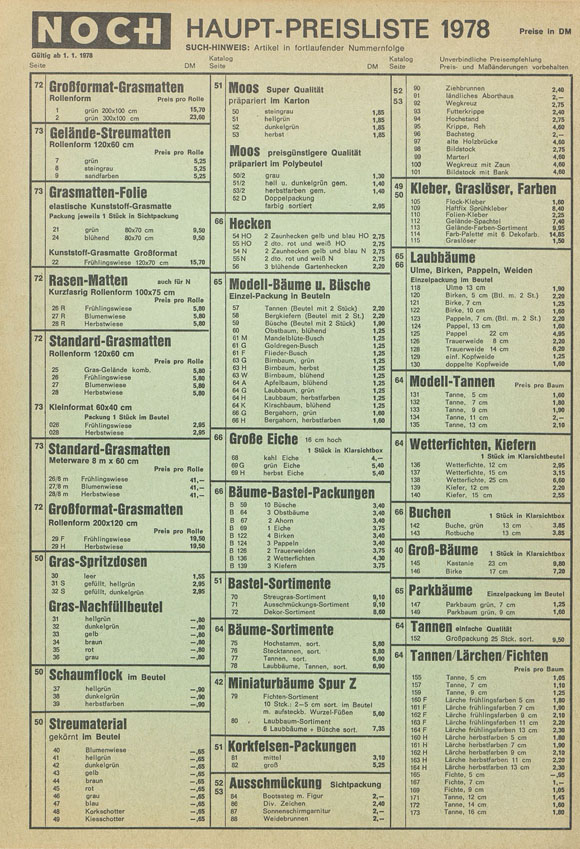 Noch Hauptpreisliste 1978