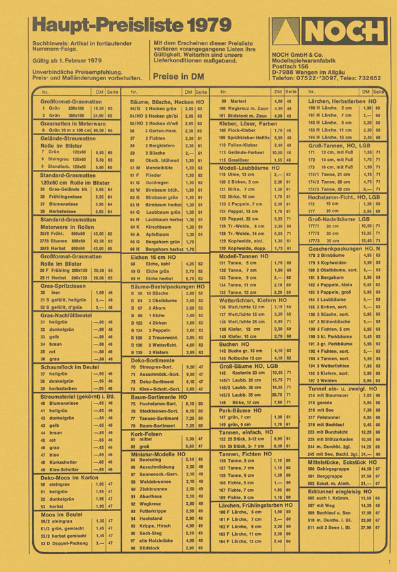 NOCH Haupt-Preisliste 1979