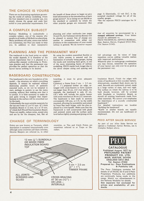 Peco Model Railway Products catalogue 1977