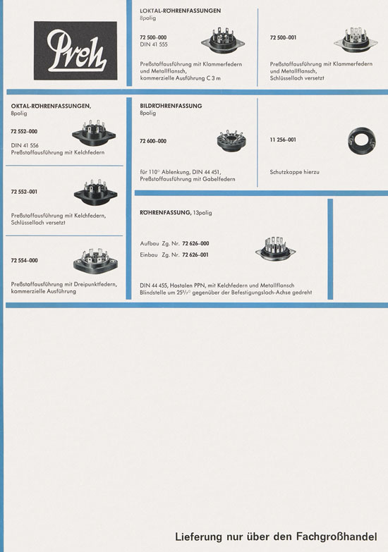 Preh-Werke Katalog Bauelemente 1969