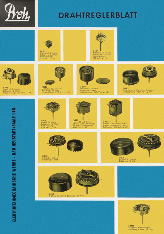 Preh-Werke Prospekt Elektromechanische Bauelemente 1961