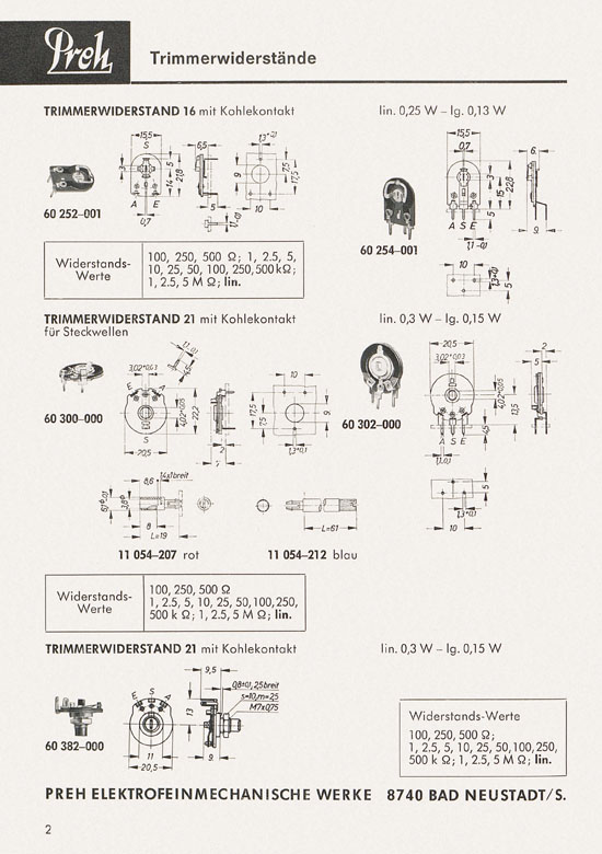 Preh Lagerkatalog 1974-1975