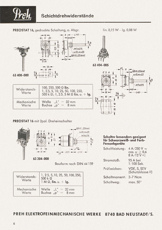 Preh Lagerkatalog 1974-1975