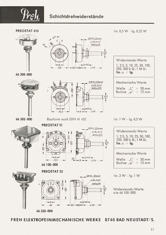 Preh Lagerkatalog 1974-1975