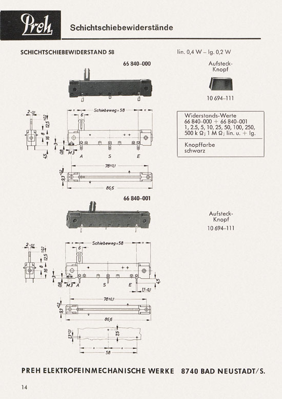 Preh Lagerkatalog 1974-1975