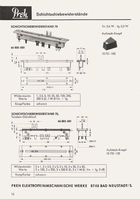 Preh Lagerkatalog 1974-1975