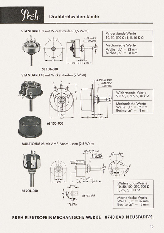 Preh Lagerkatalog 1974-1975