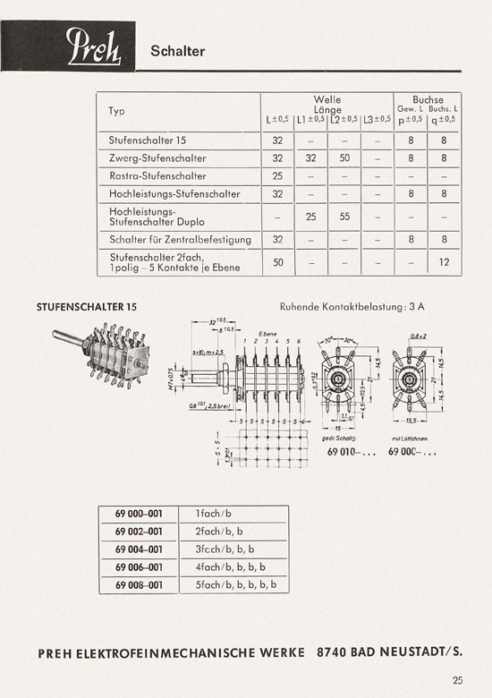 Preh Lagerkatalog 1974-1975