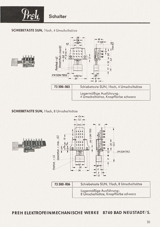 Preh Lagerkatalog 1974-1975