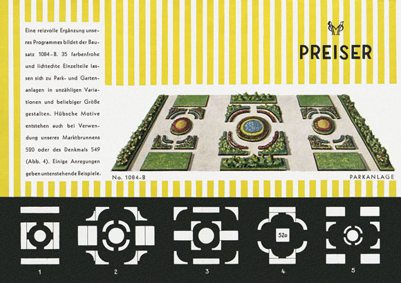 Preiser Modellblatt zum Bausatz Parkanlage und Shell-Station