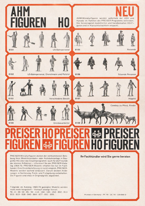 Preiser H0-Figuren Auswahl 1970-71