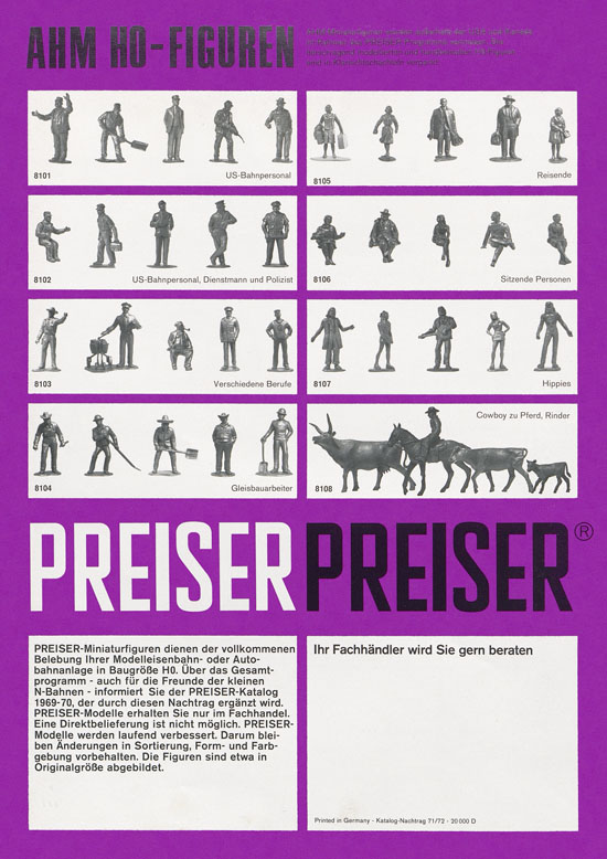 Preiser Katalog Nachtrag 1971-1972