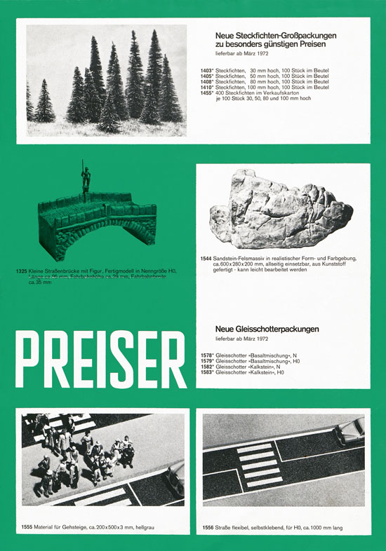 Preiser Katalog-Nachtrag und Neuheiten 1972