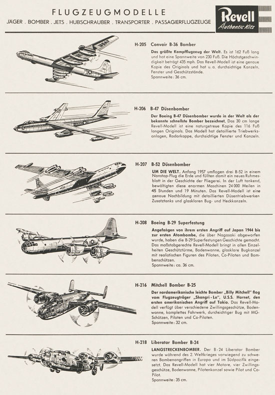 Revell Hobby Kits Katalog 1959