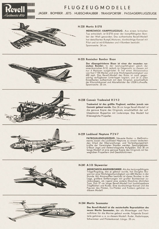 Revell Hobby Kits Katalog 1959