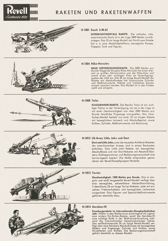 Revell Hobby Kits Katalog 1959