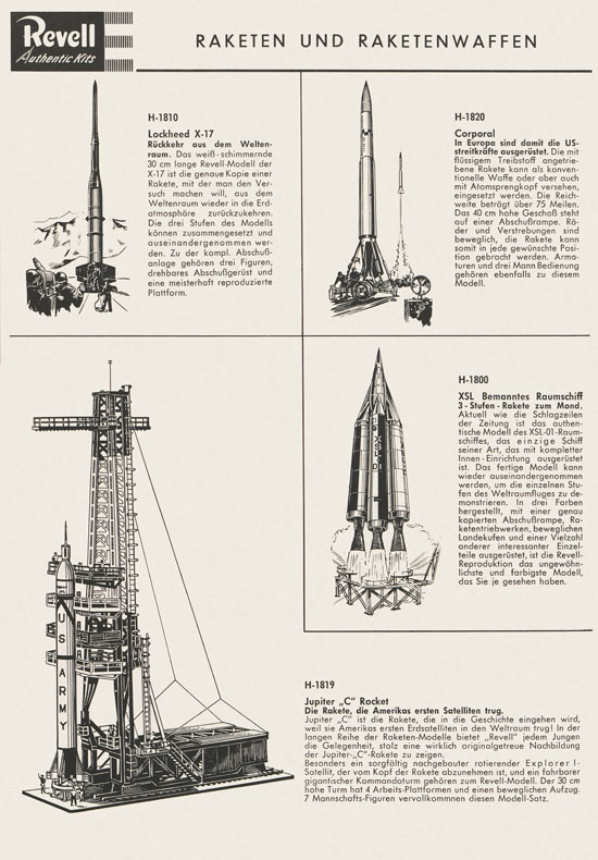 Revell Hobby Kits Katalog 1959