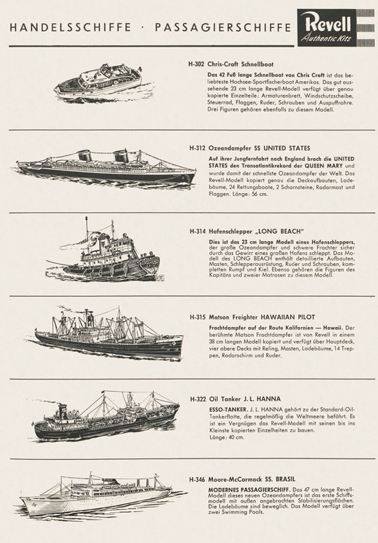 Revell Hobby Kits Katalog 1959