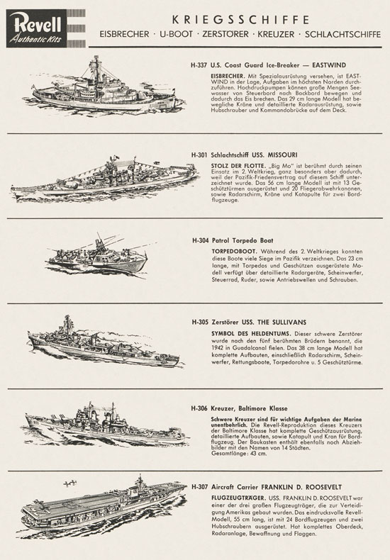 Revell Hobby Kits Katalog 1959