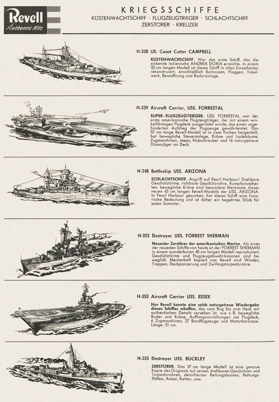 Revell Hobby Kits Katalog 1959