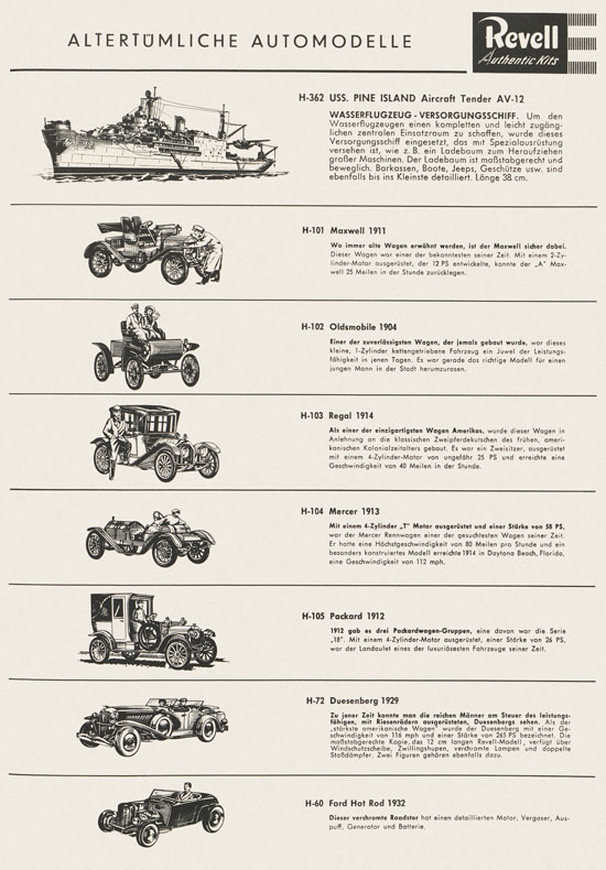 Revell Hobby Kits Katalog 1959