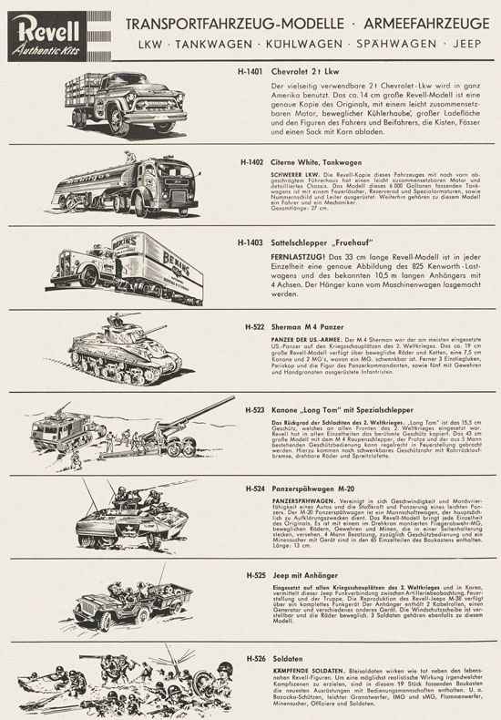 Revell Hobby Kits Katalog 1959