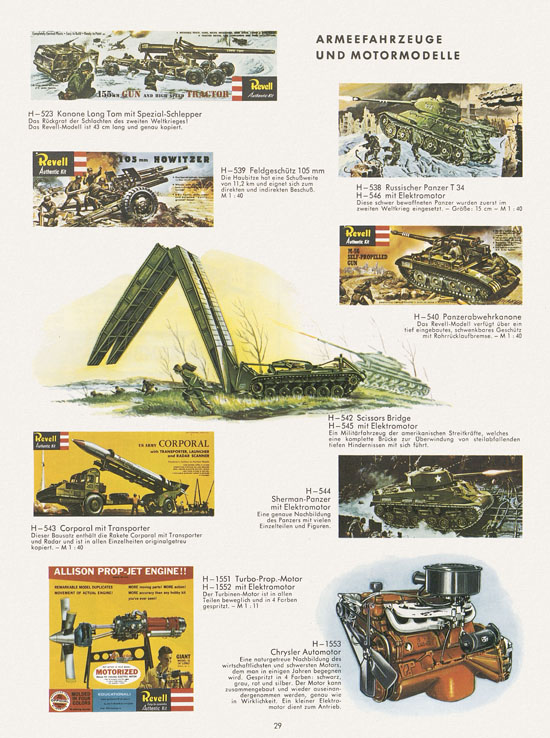 Revell Hobby Modelle Katalog 1962